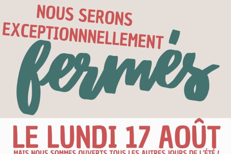 Fermeture de l&rsquo;ADERA le lundi 17 août