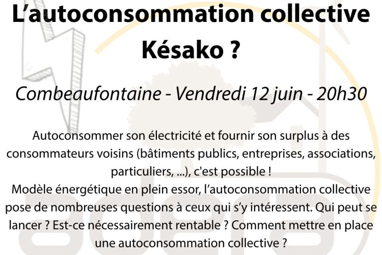 12 juin 2026 – Combeaufontaine – Conférence sur l&rsquo;autoconsommation collective